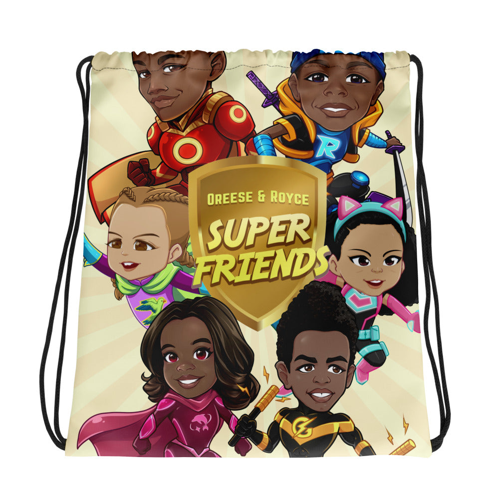 1 1AA Super Friends Logo Drawstring bag