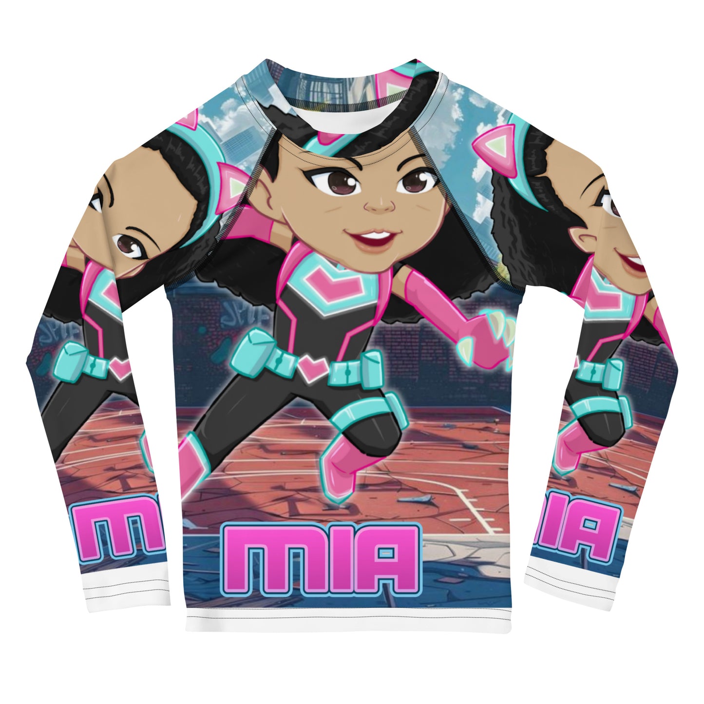 1 1AA Super Friends "Mia" Rash Guard